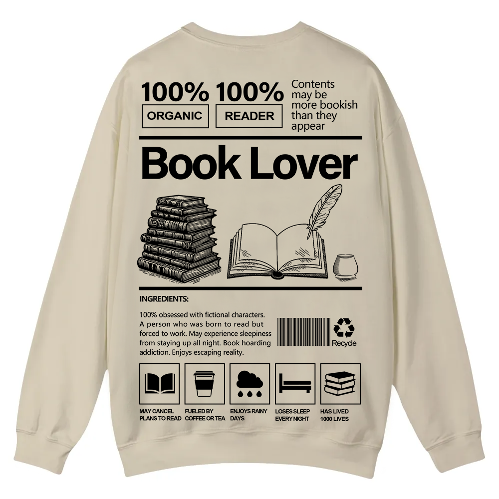 Book Lover Casual Crewneck Sweatshirt wearishow