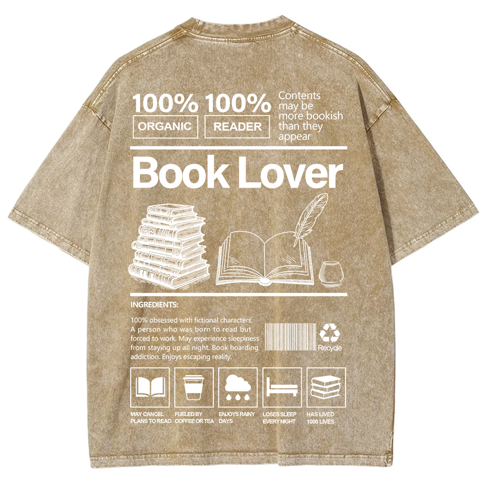 Book Lover Unisex Fit Washed T-Shirt