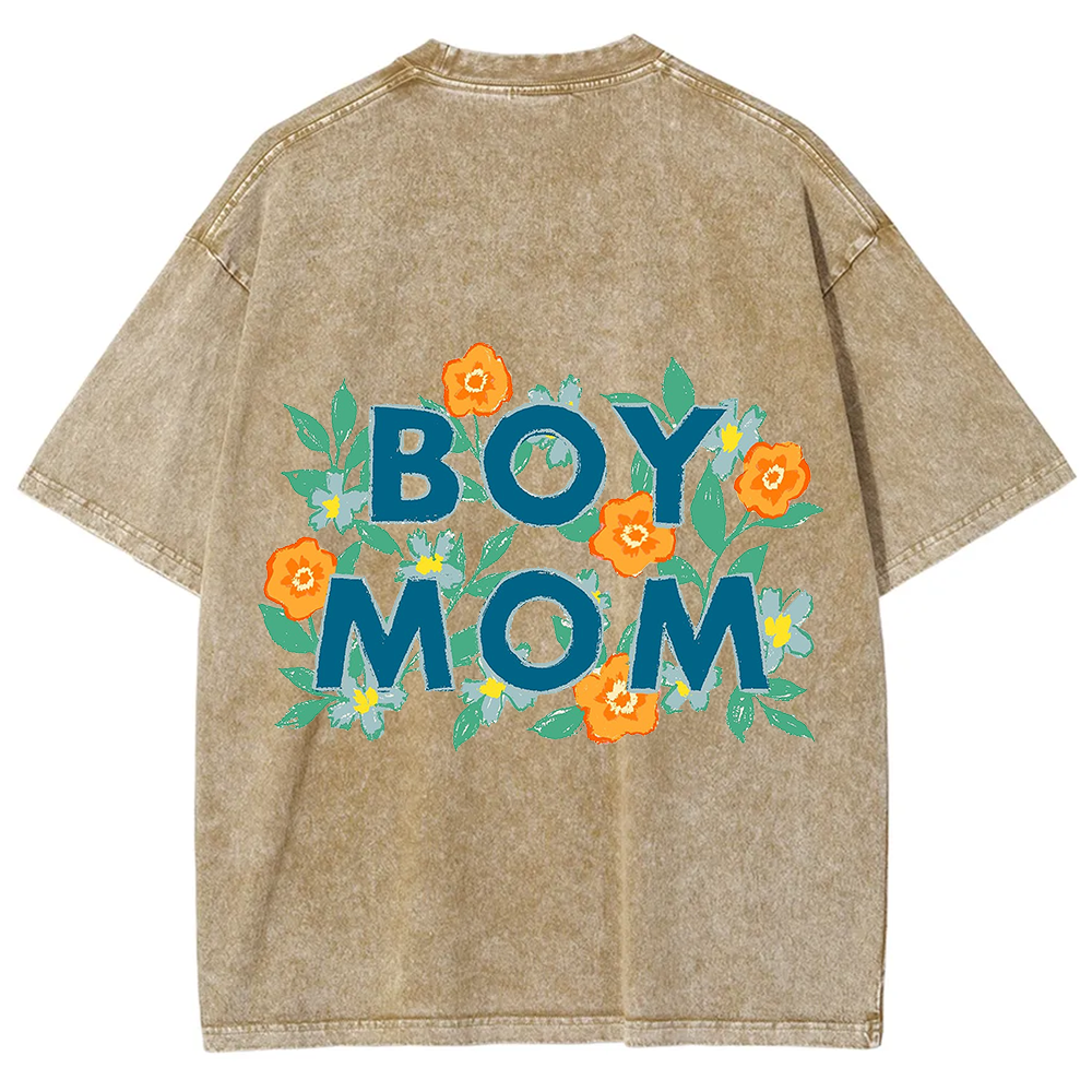 Boy Mom Unisex Fit Washed T-Shirt