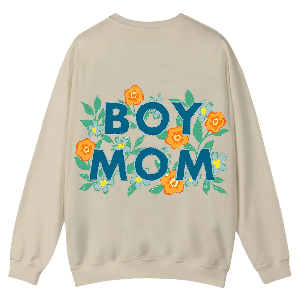 Boy Mom Casual Crewneck Sweatshirt wearishow