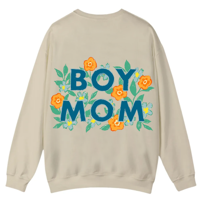 Boy Mom Casual Crewneck Sweatshirt wearishow