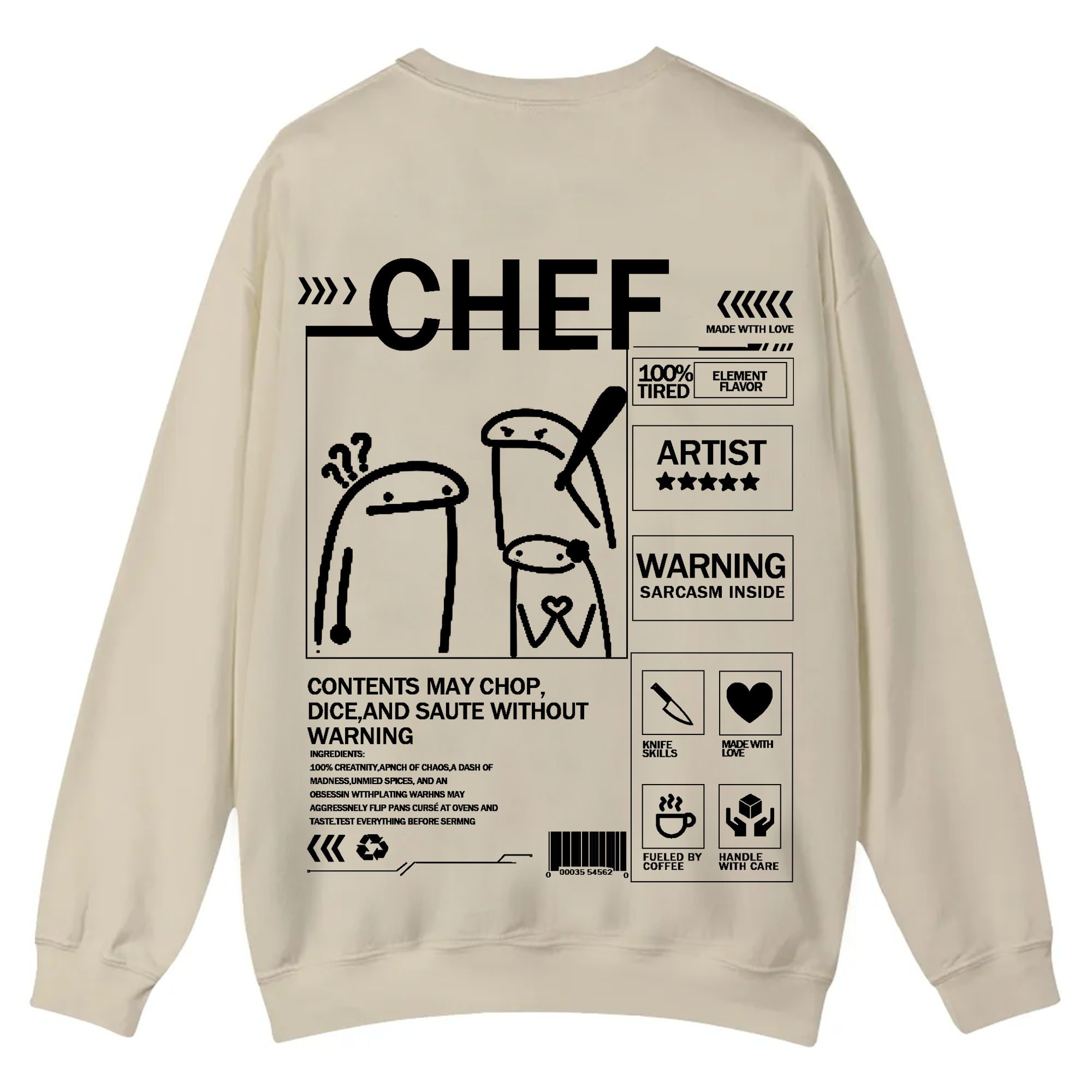 Chef Solid Color Unisex Casual Crewneck Sweatshirt