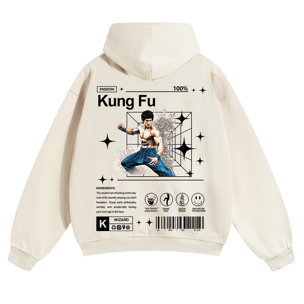 Kung Fu Unisex Solid Color Hoodie wearishow