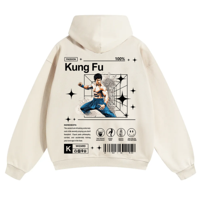 Kung Fu Unisex Solid Color Hoodie wearishow