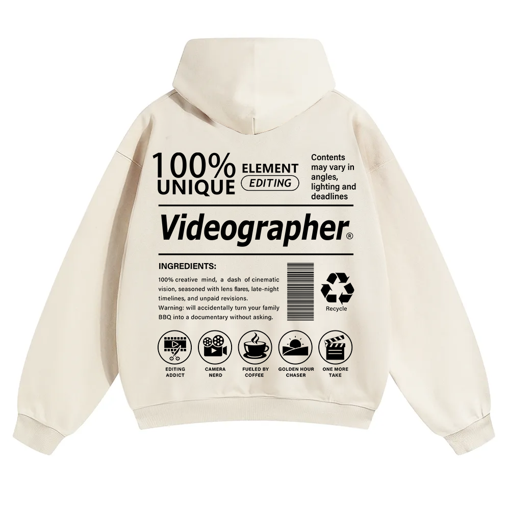 Videographer Unisex Solid Color Hoodie wearishow