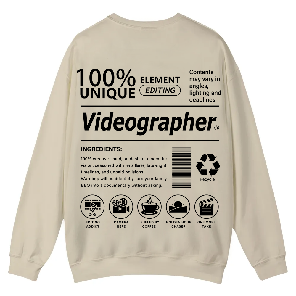 Videographer Casual Crewneck Sweatshirt wearishow wearishow