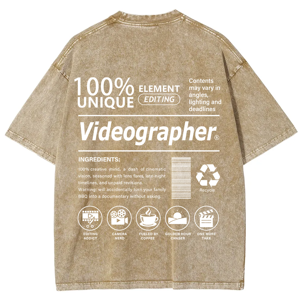 Videographer Unisex Fit Washed T-Shirt
