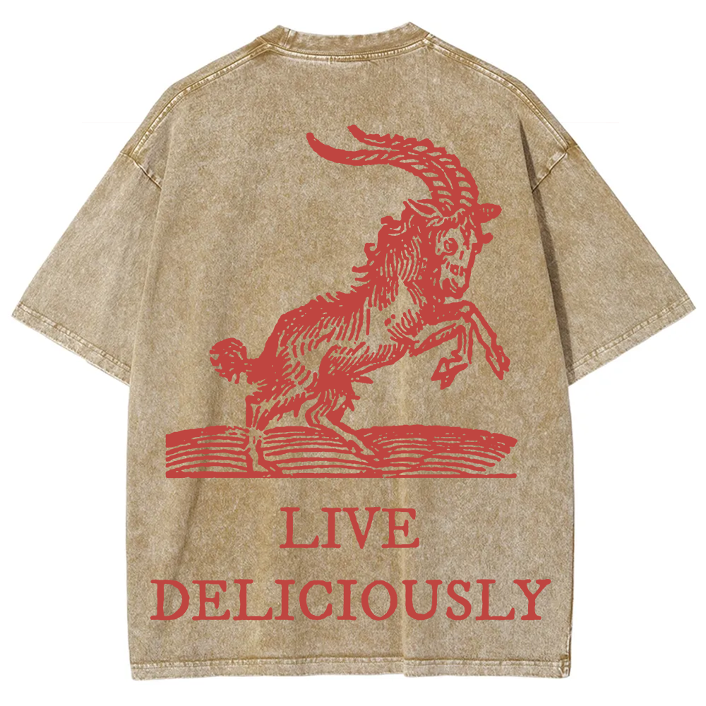 Unisex Vintage Washed The Witch Live Deliciously  T-Shirt