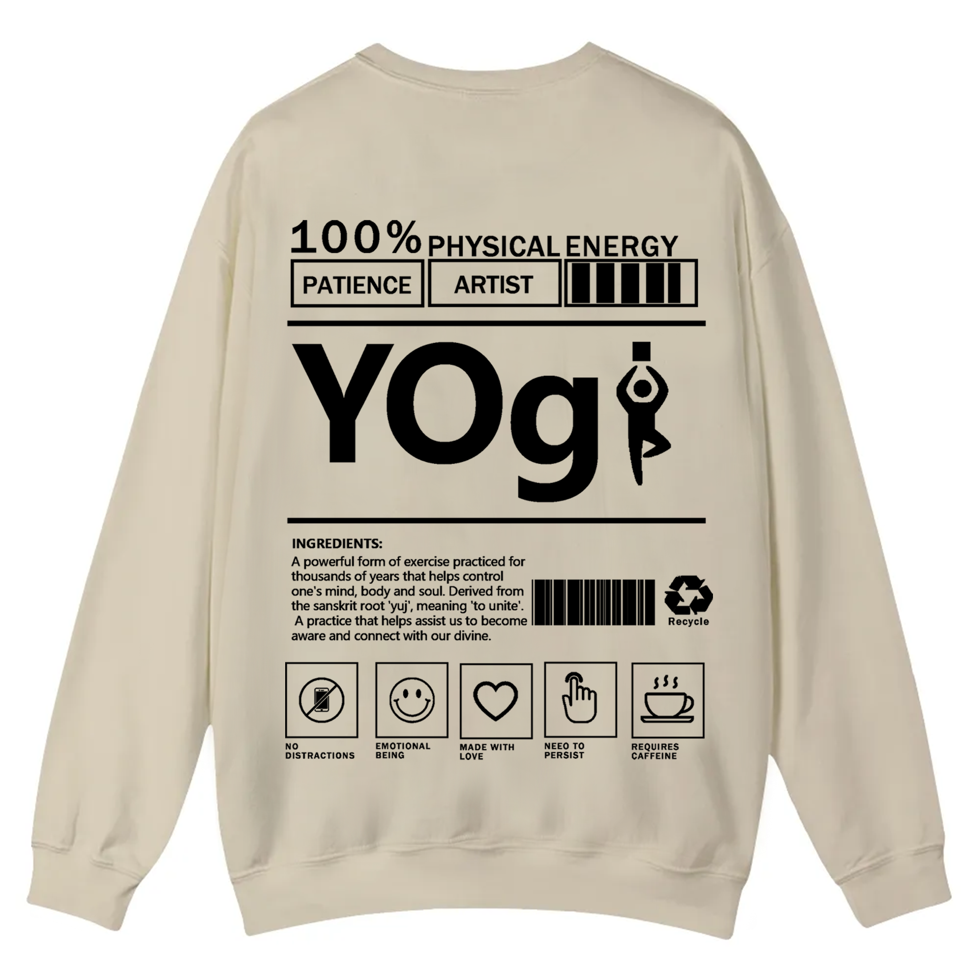 Yogi Solid Color Unisex Casual Crewneck Sweatshirt