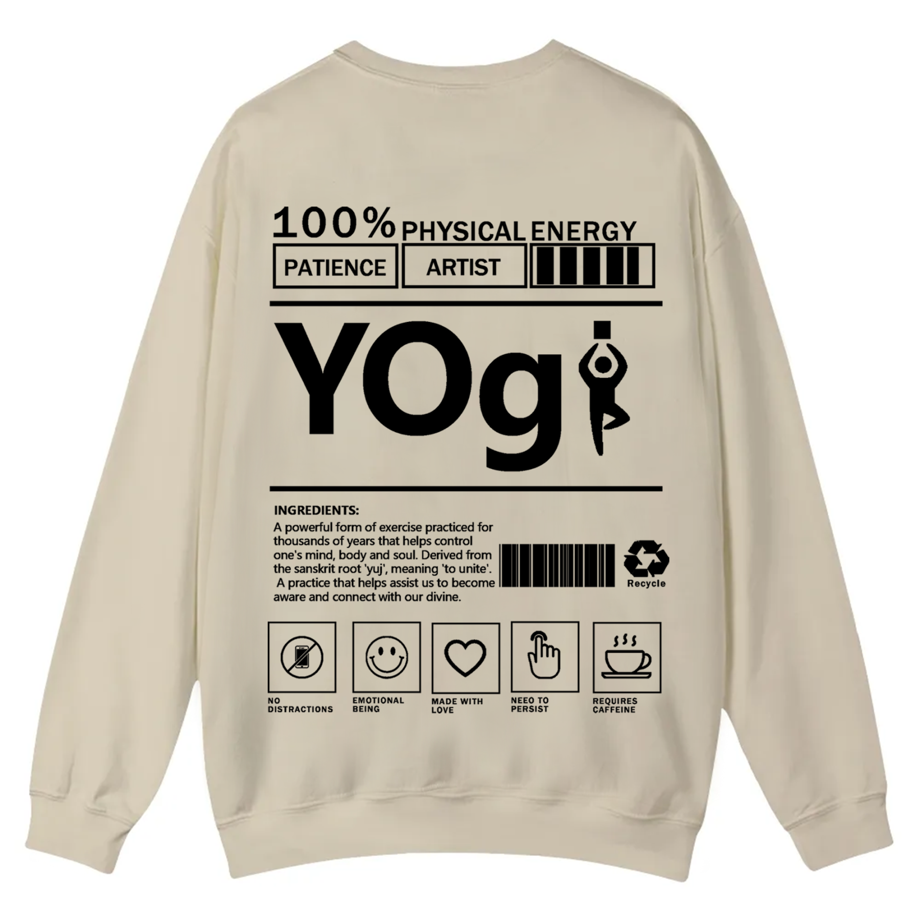 Yogi Solid Color Unisex Casual Crewneck Sweatshirt