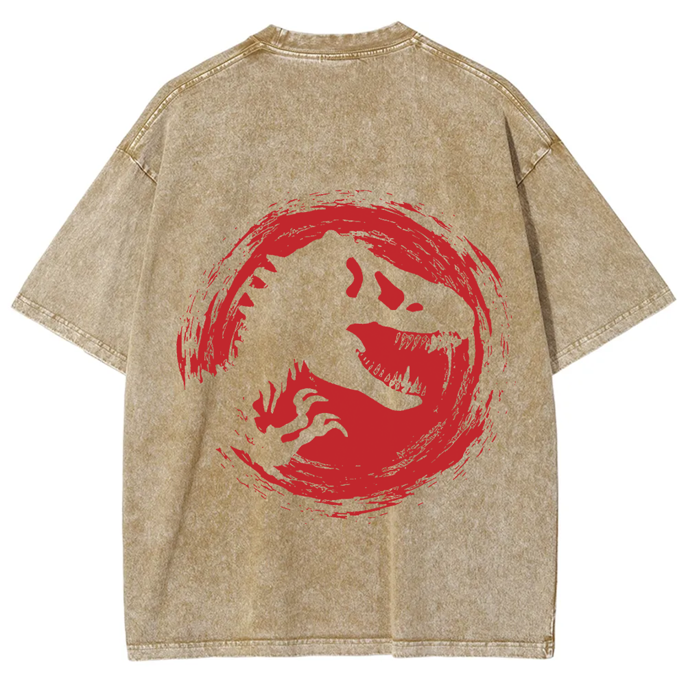 Unisex Vintage Washed Jurassic World Red Logo T-shirt
