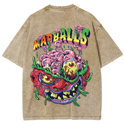 Unisex Blue Madballs Zombie Weird Print Casual  T-shirt
