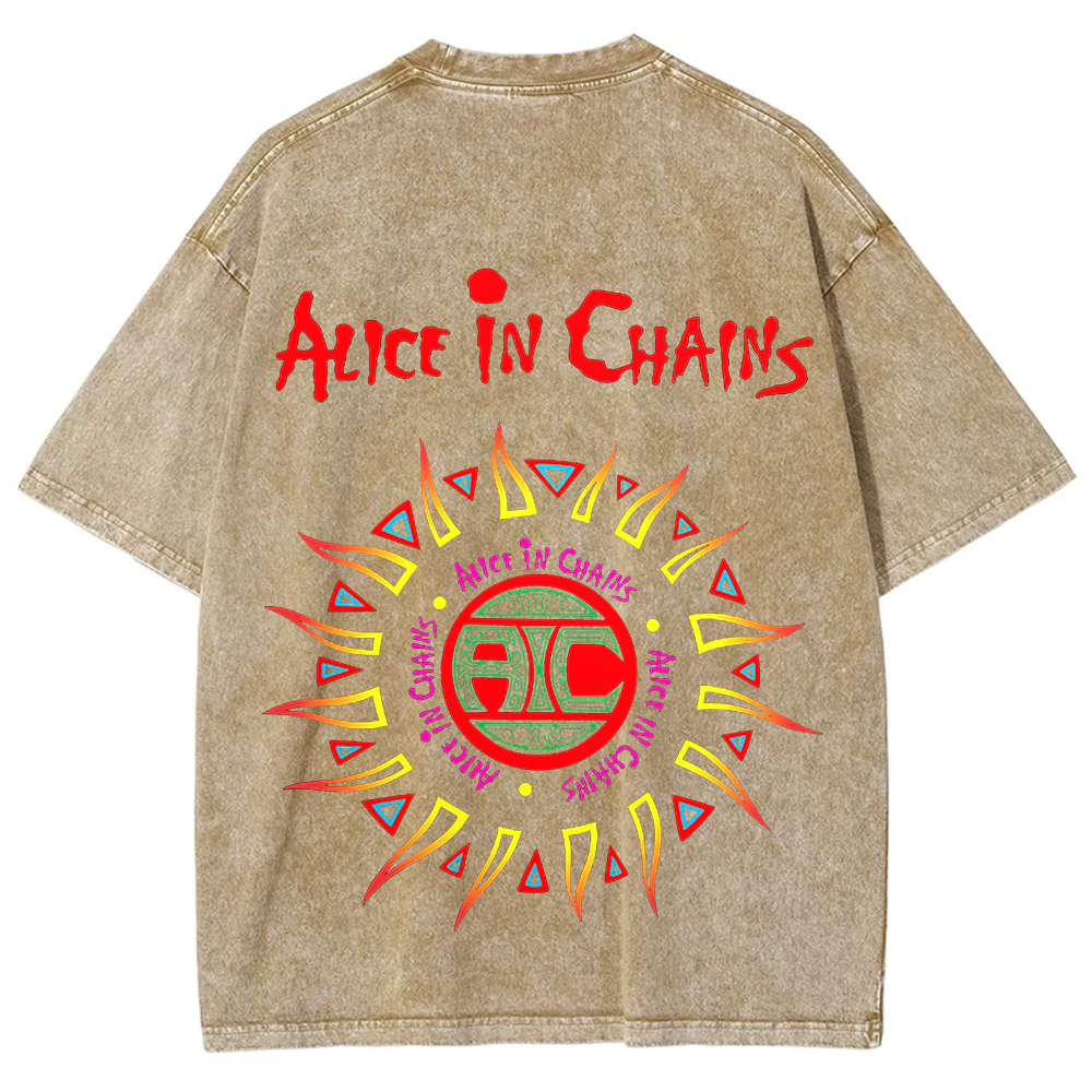  Unisex Vintage Alice in Chains Washed  T-shirt
