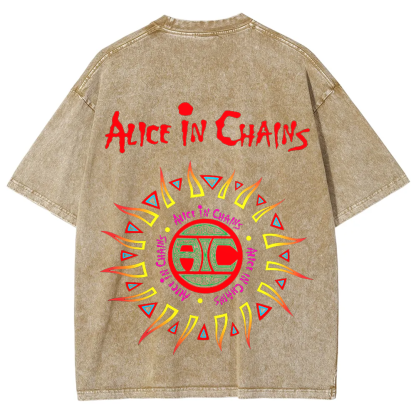  Unisex Vintage Alice in Chains Washed  T-shirt