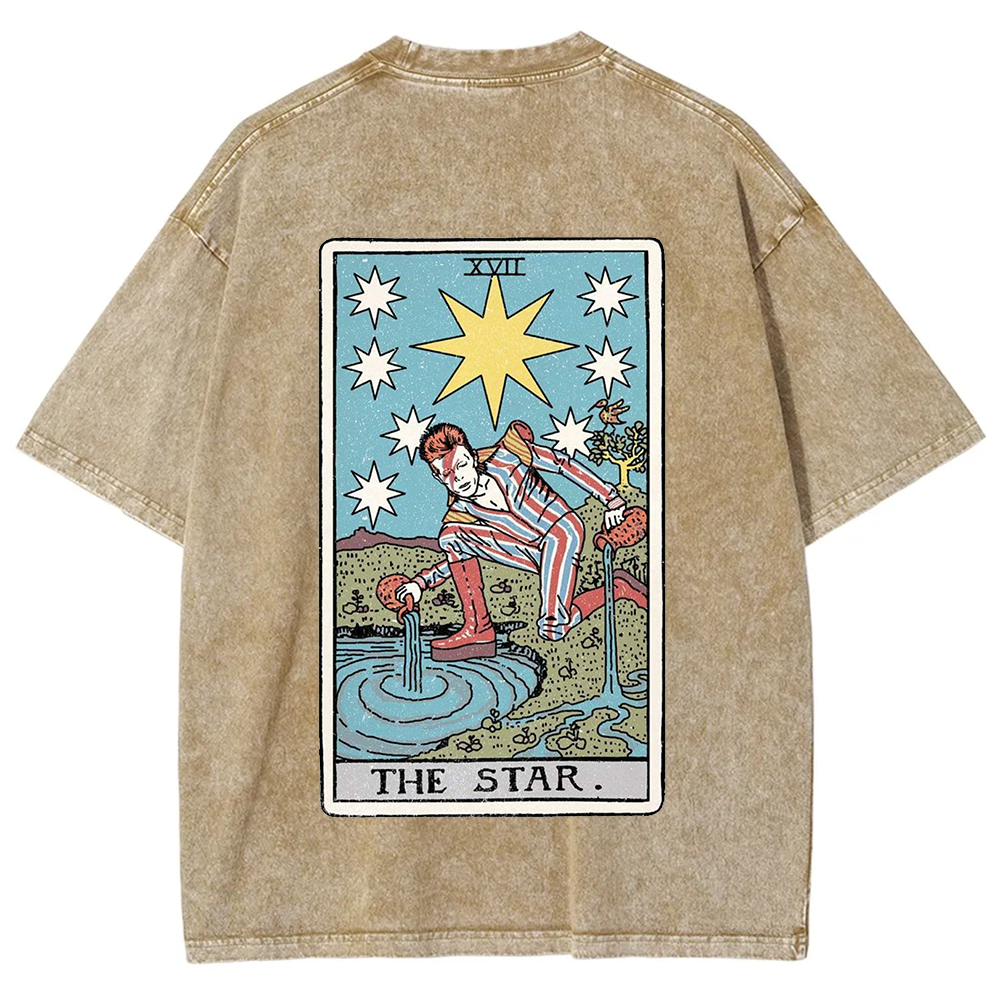 Unisex Vintage Washed The Star David Bowie Tarot Card T-shirt