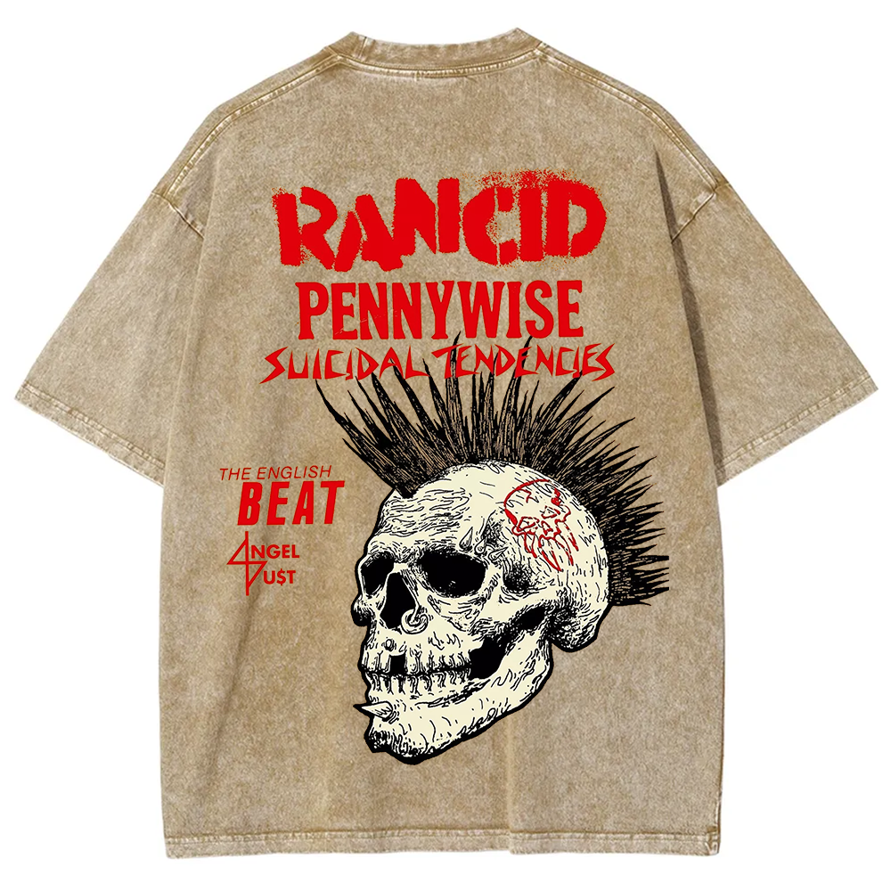 Rancid Skull Print Casua T-Shirt