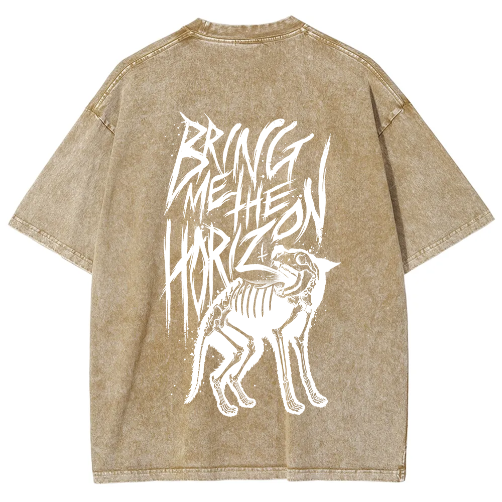 Unisex Vintage Washed Bring Me the Horizon Rock Band T-Shirt