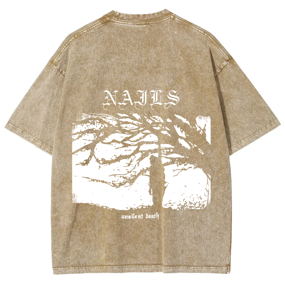 Nails Band Unsilent Death Vintage Washed T-Shirt