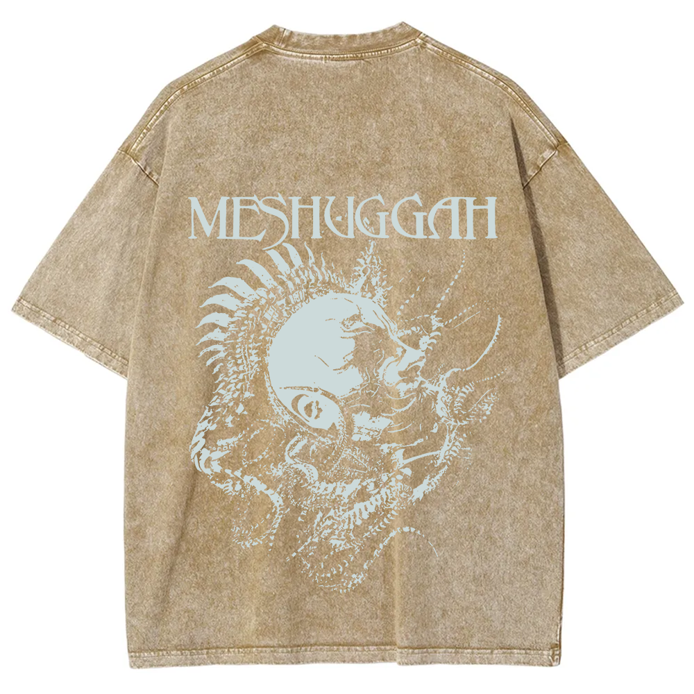 Unisex Vintage Washed Meshuggah Metal Band T-Shirt