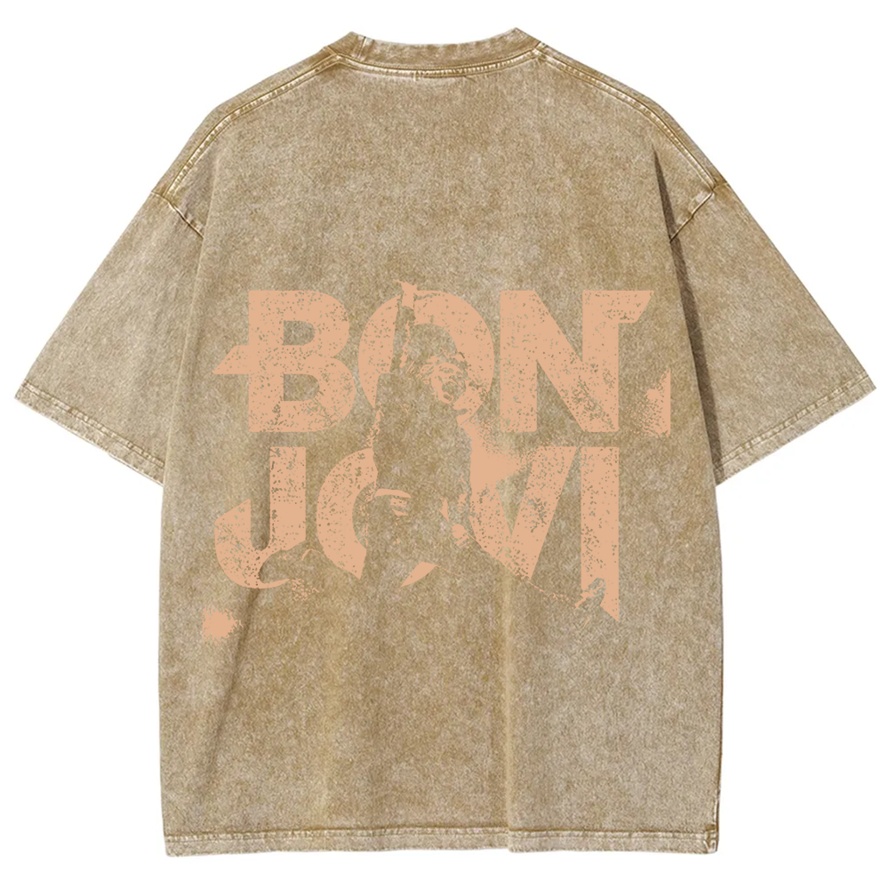 Unisex Vintage Washed Bon Jovi T-Shirt