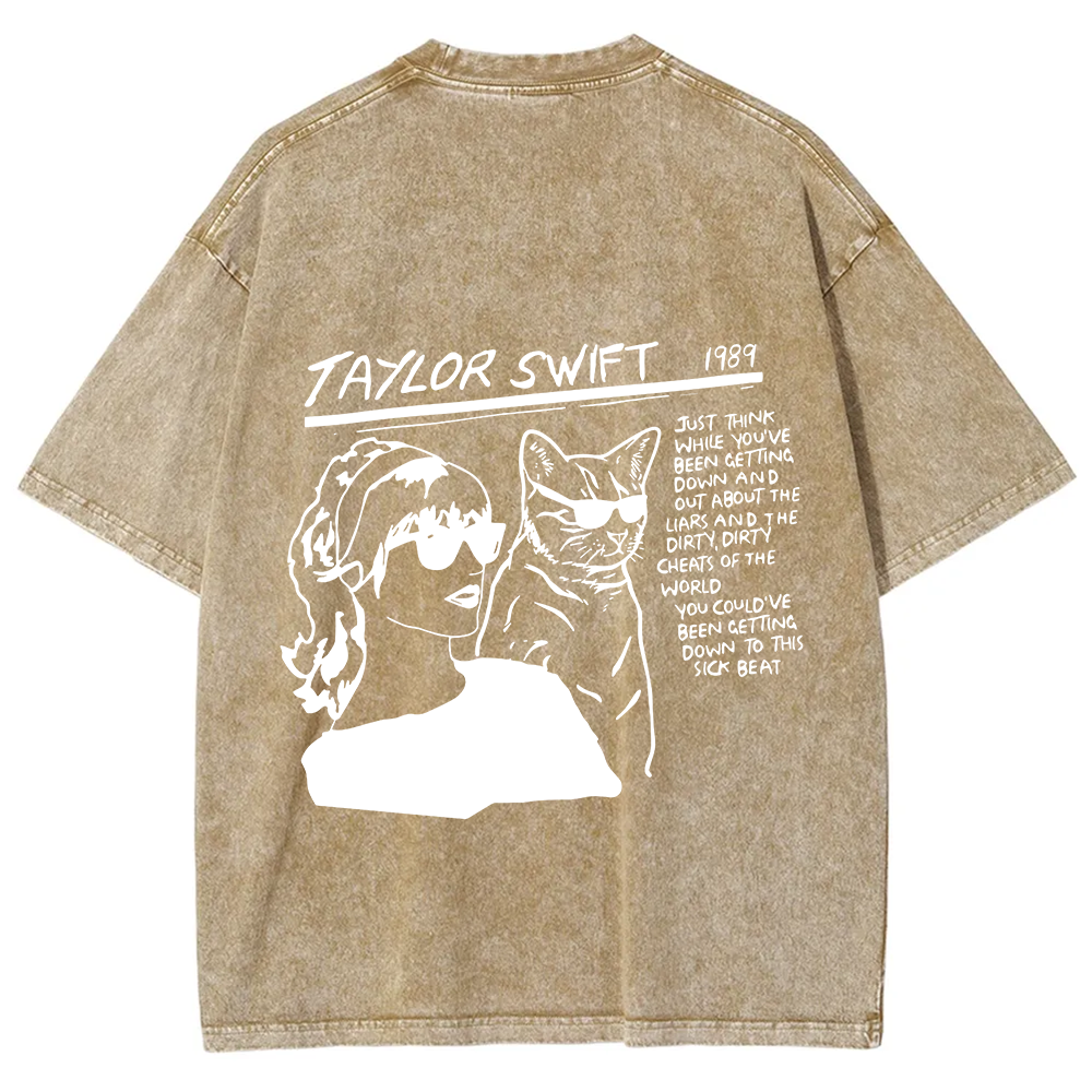 Unisex Casual Taylor Swift Singer Cat Printed T-Shirt