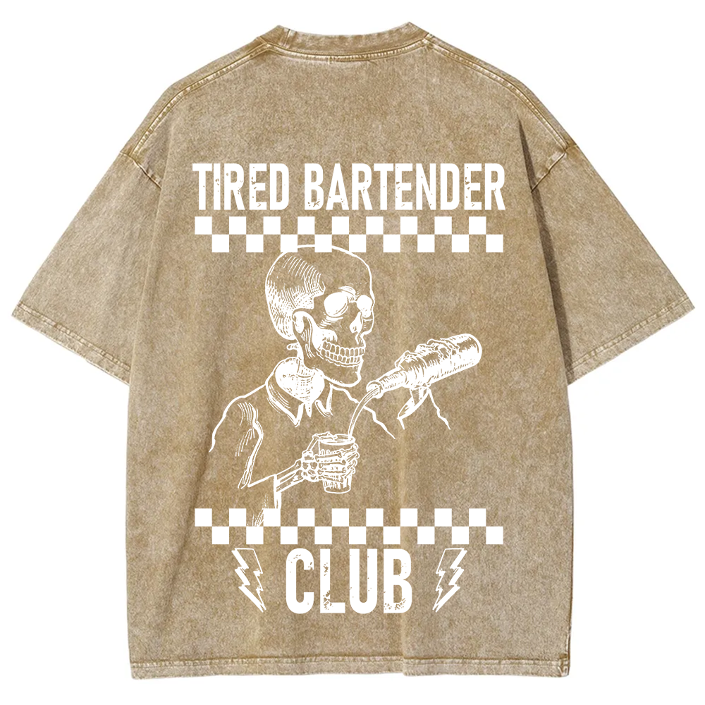 Tired Bartender Club Unisex Fit Washed T-Shirt?
