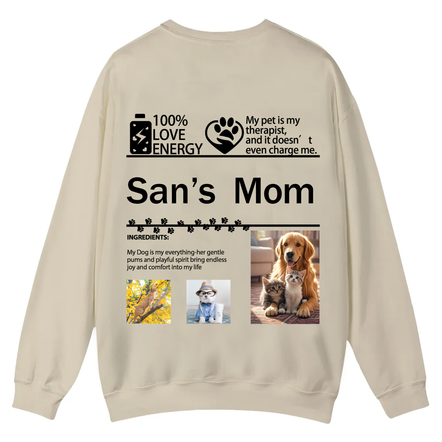 Pet Photo Creative Customized Unisex Casual Crewneck Sweatshirt