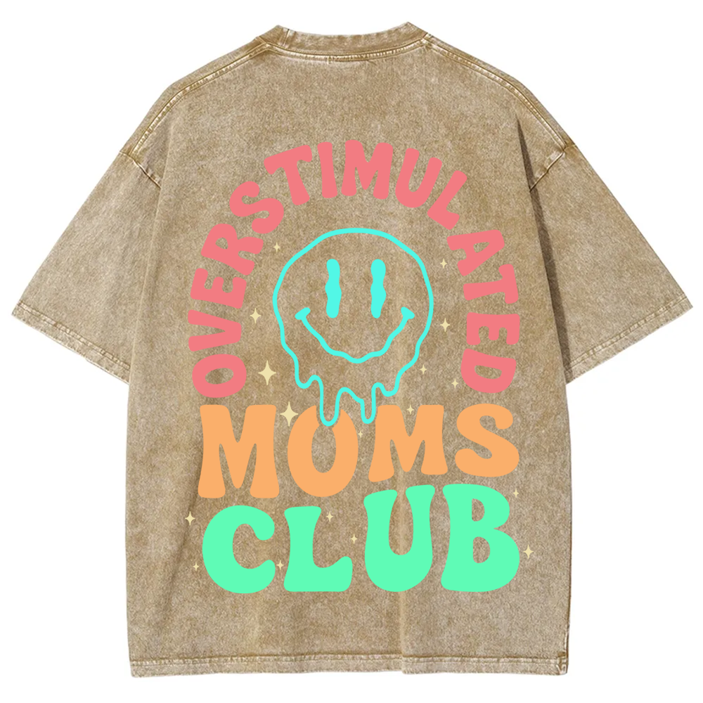 Overstimulated Moms Club Unisex Washed T-Shirt
