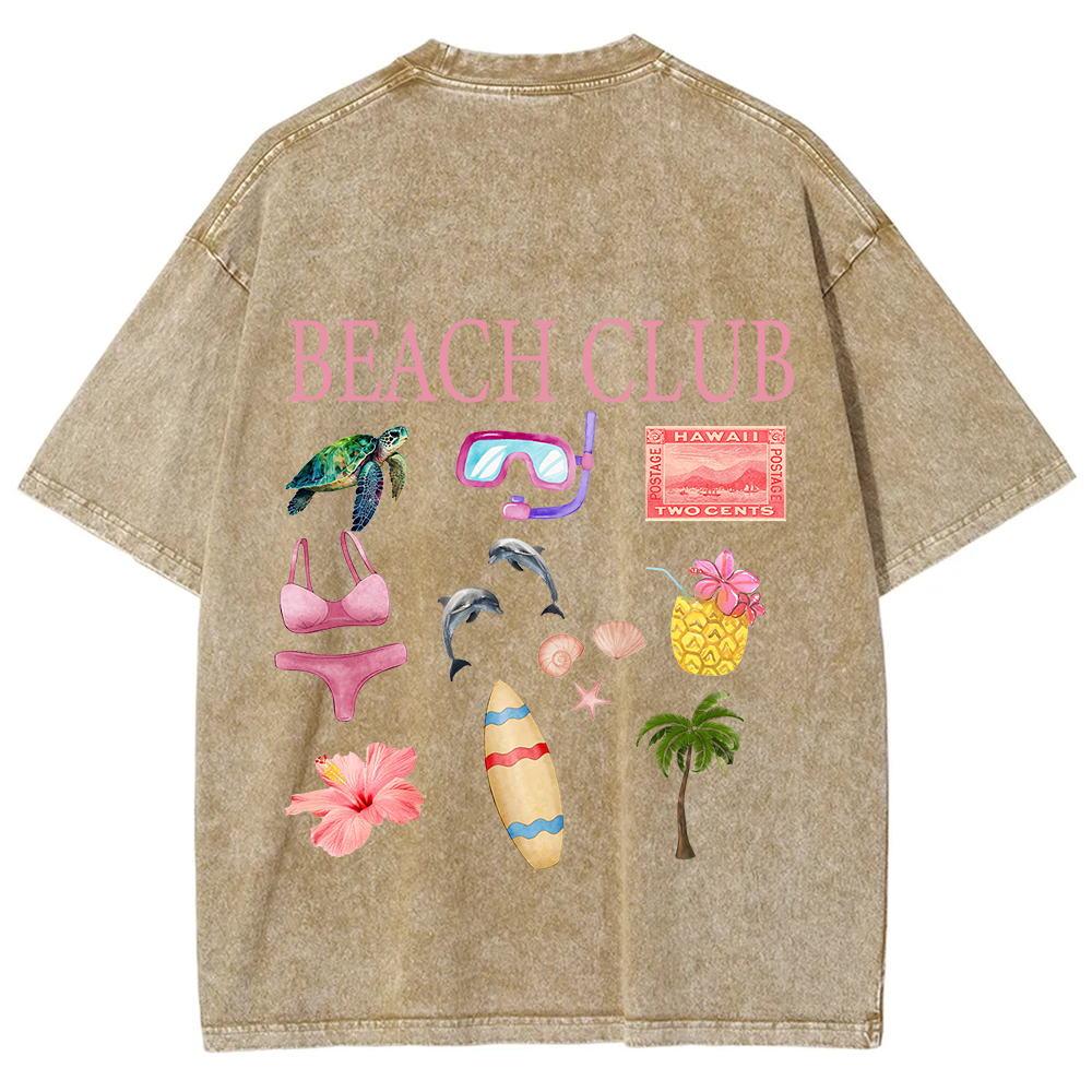 Beach Club Unisex Fit Washed T-Shirt