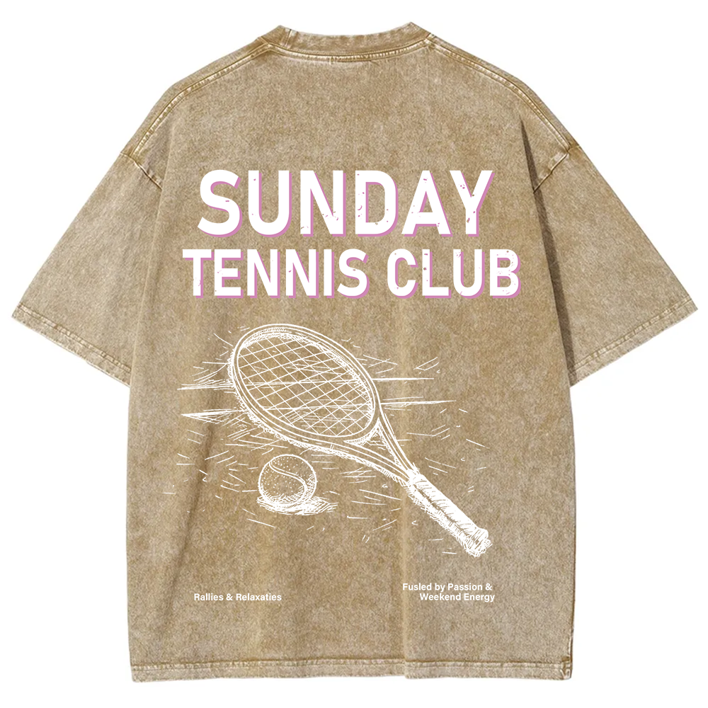 Sunday Tennis Club Unisex Fit Washed T-Shirt