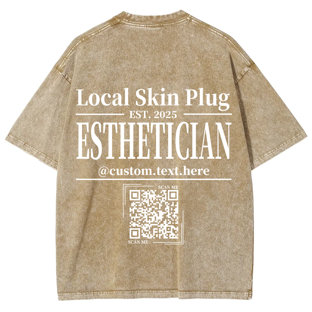 Esthetician Addcustom QR Code Name Unisex Fit Washed T-Shirt