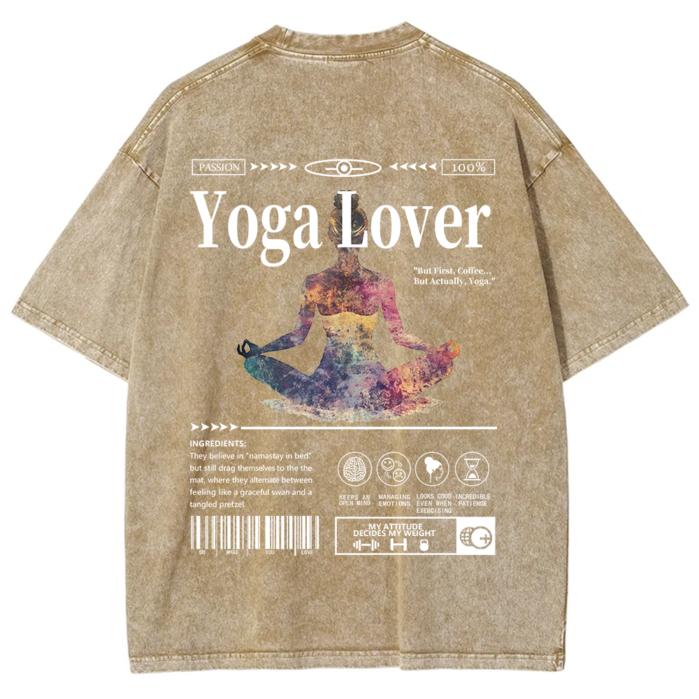 Yoga Lover Casual Washed T-Shirt