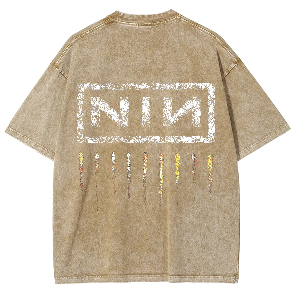 Unisex Vintage Washed Nine Inch Nails Band t-Shirt