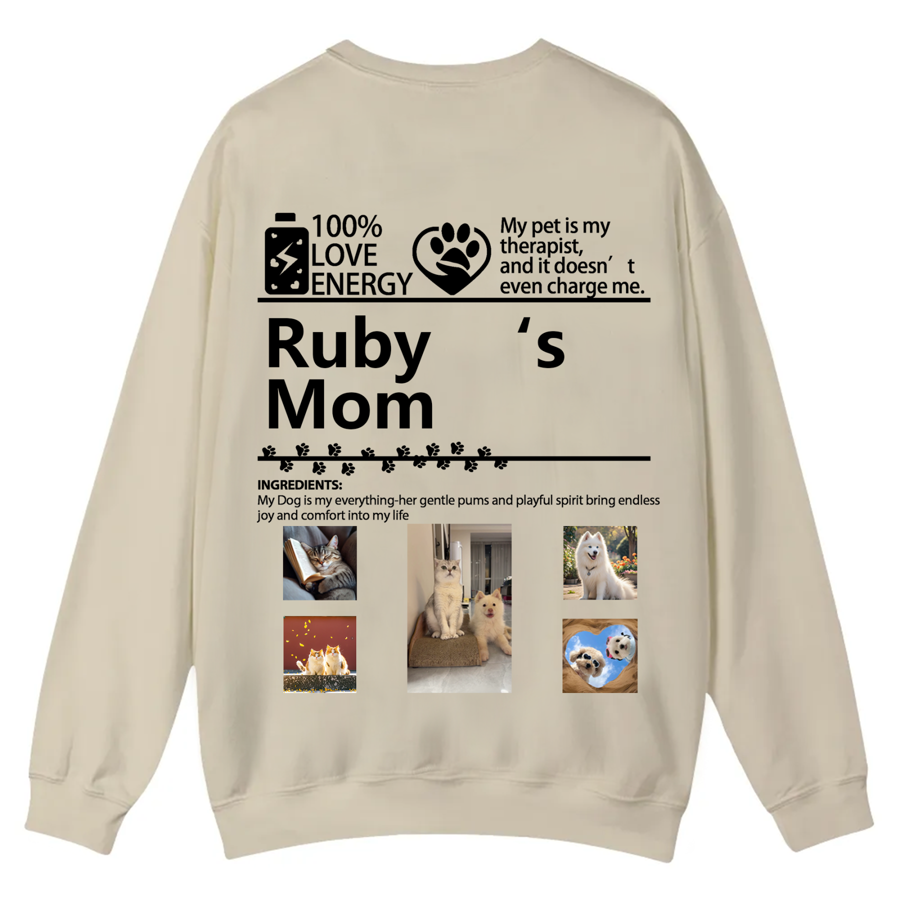 Pets Photos Creative Customized Unisex Casual Crewneck Sweatshirt