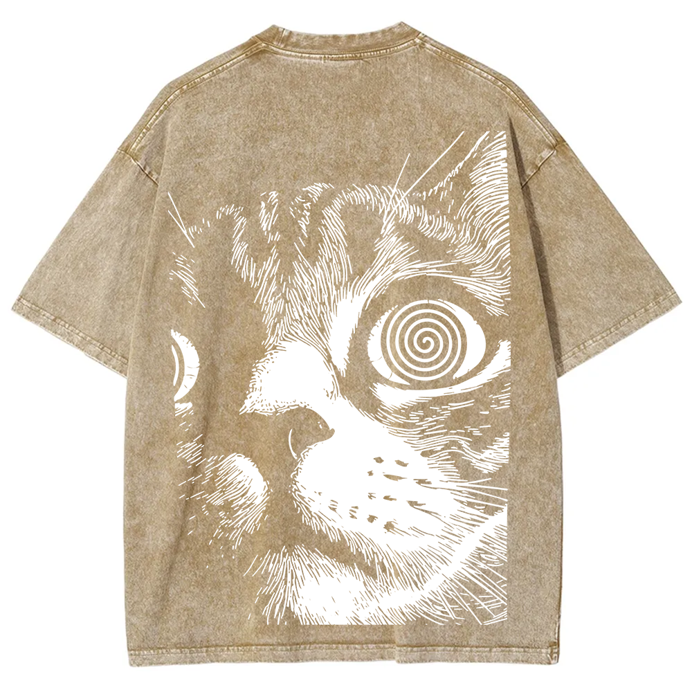 Psychedelic Cat Graphic Print t-Shirt
