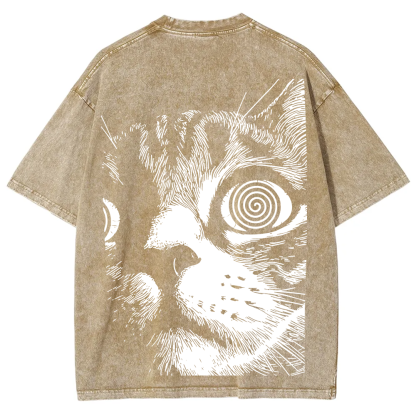 Psychedelic Cat Graphic Print t-Shirt