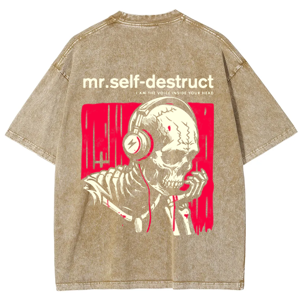 Unisex Washed Nine Inch Nails Mr Self Destruct Music t-Shirt