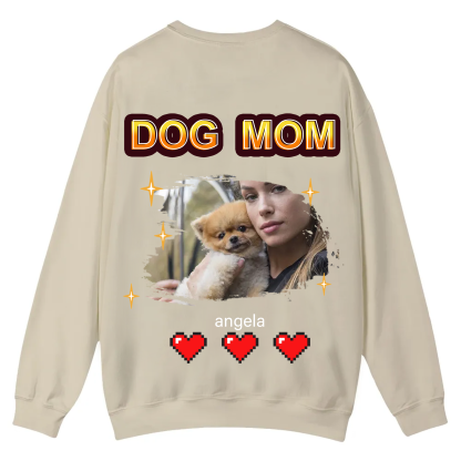 Dog Mom Pixel Photo - Personalized Custom Unisex Casual Crewneck Sweatshirt
