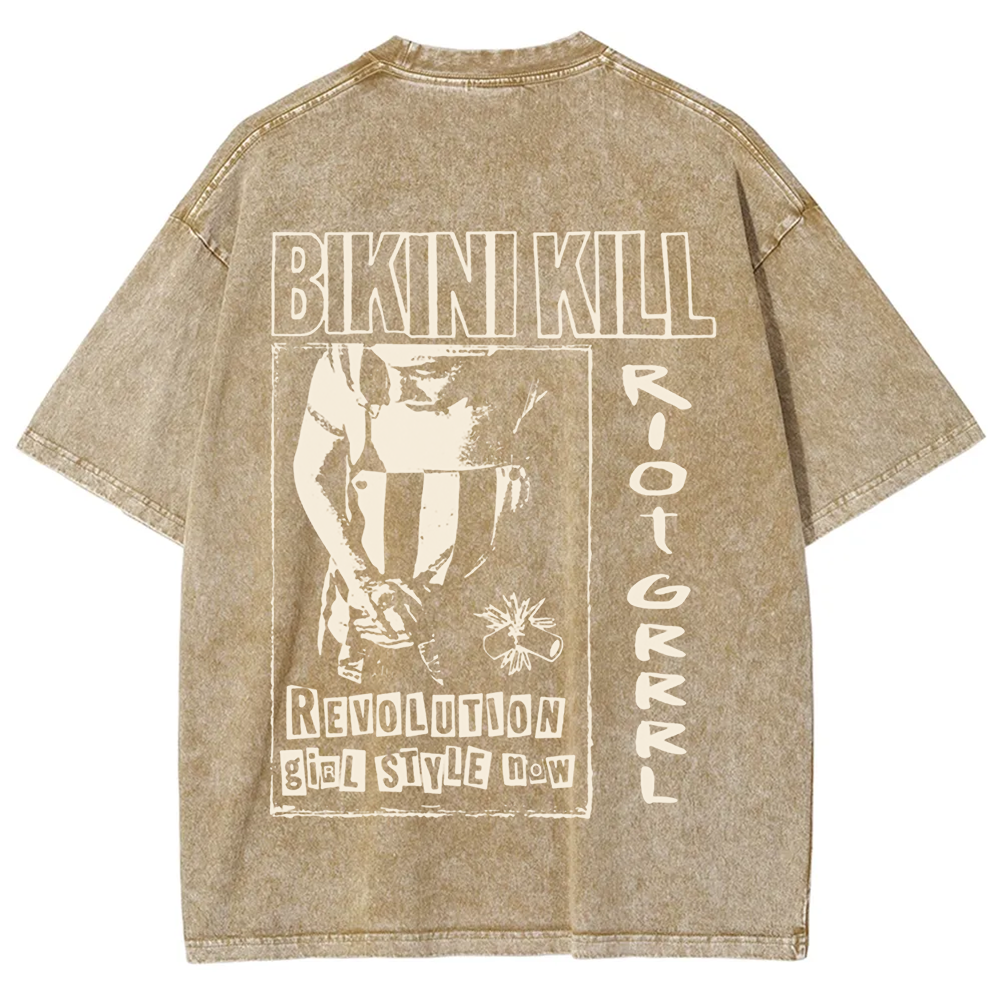 Unisex Vintage Washed Bikini Kill Rock Band t-Shirt