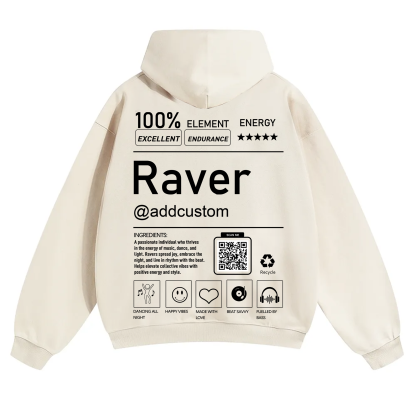Addcustom QR Code Raver Solid Color Hoodie wearishow