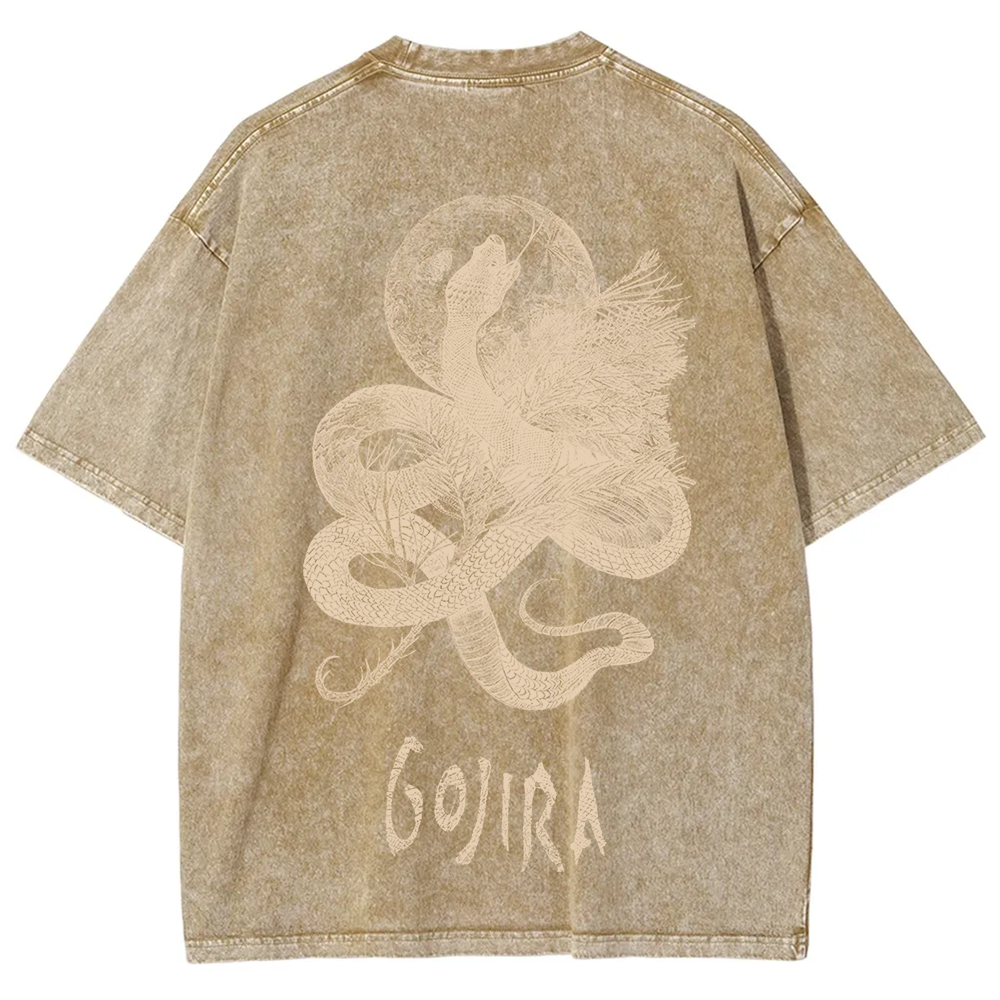 Unisex Vintage Washed Gojira Heavy Metal Band t-Shirt
