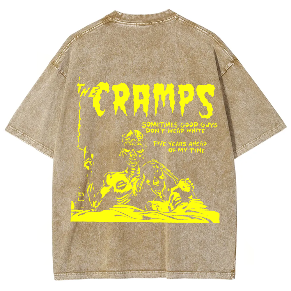 Unisex Vintage Washed The Cramps Rock Band t-Shirt