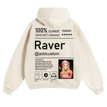 Addcustom Photo Raver Solid Color Hoodie wearishow