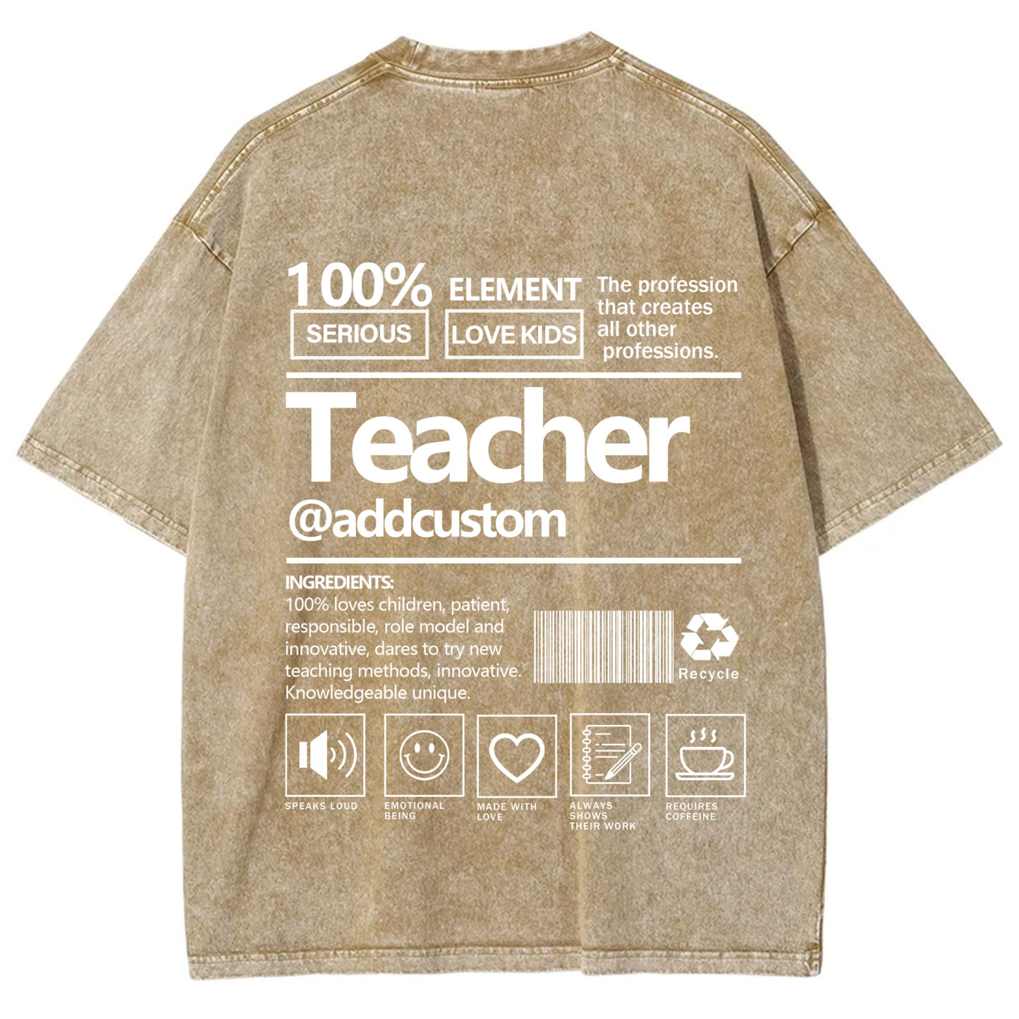 Teacher Addcustom Unisex Fit Washed T-Shirt wearishow