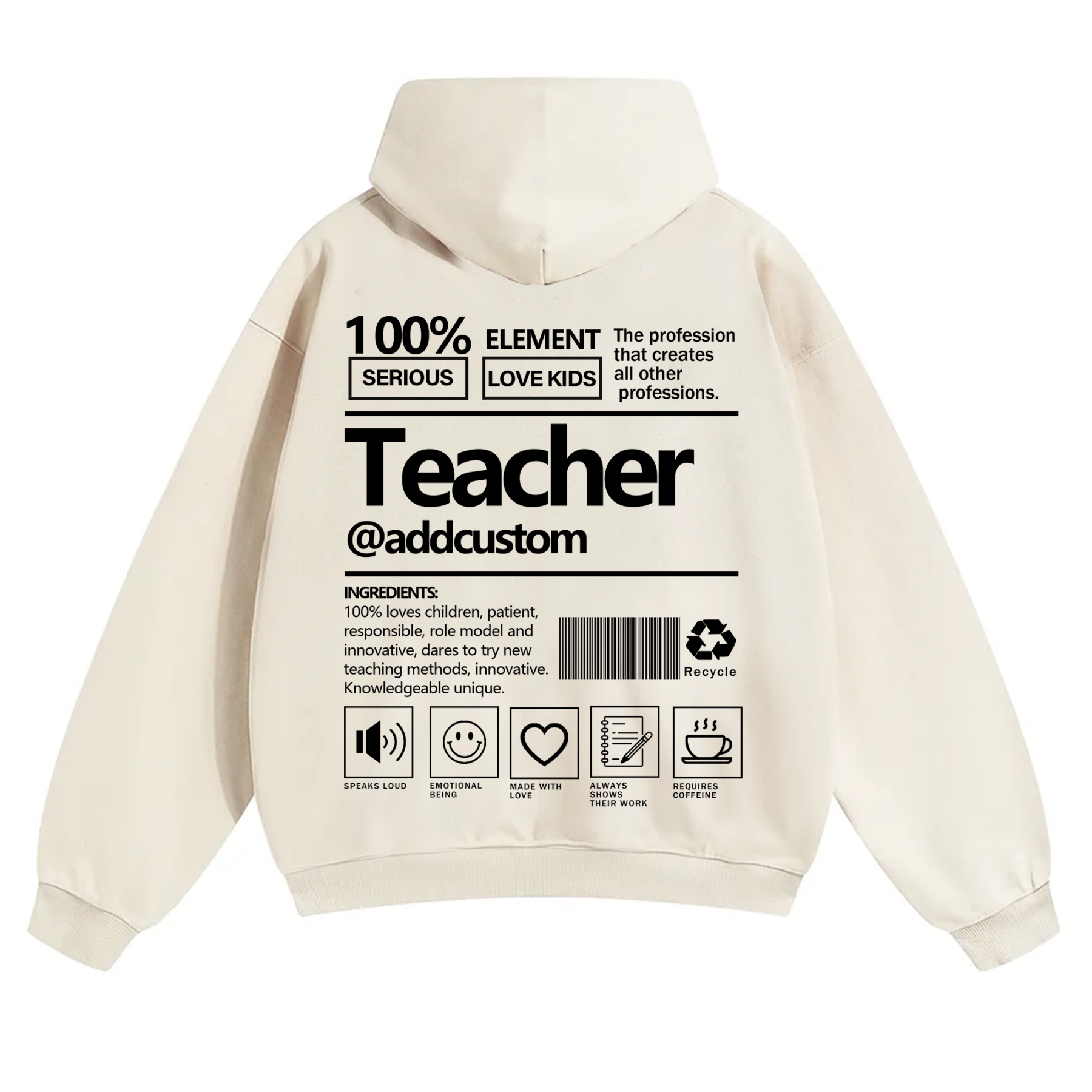 Teacher Addcustom Solid Color Hoodie wearishow