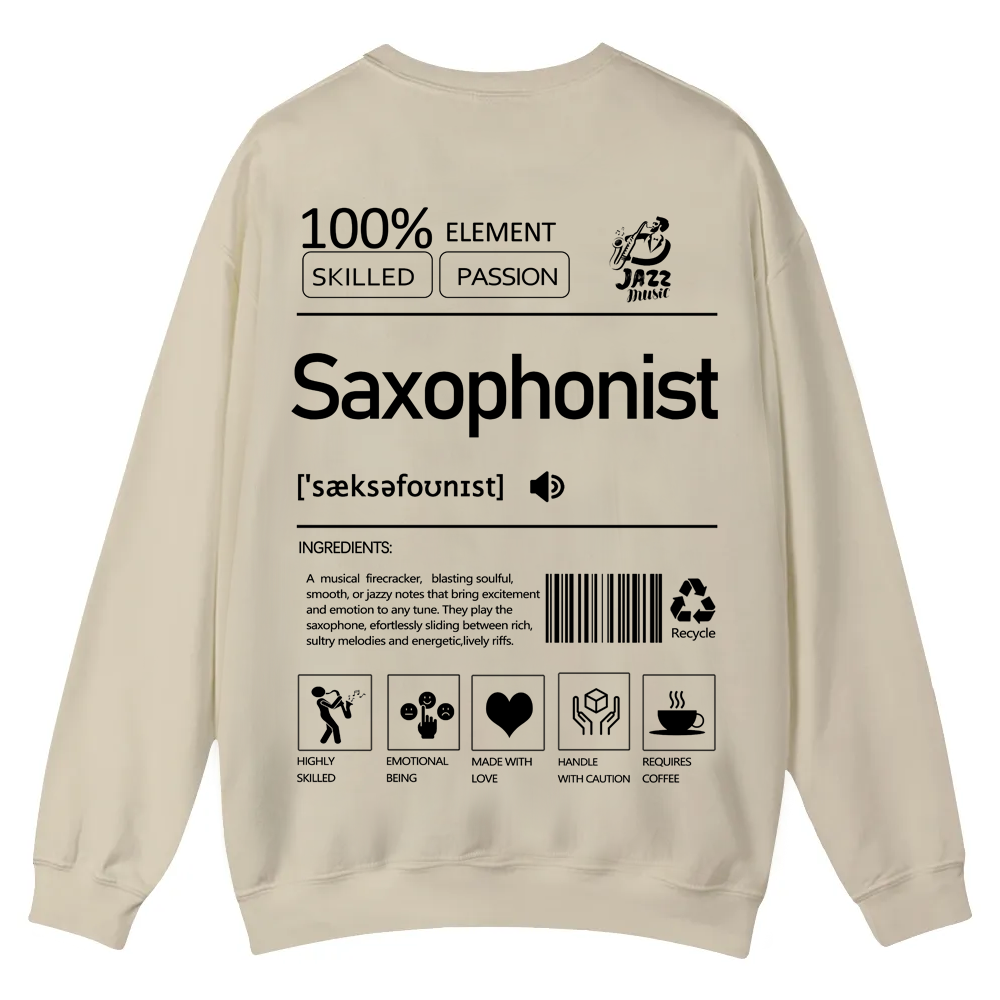 Saxophonist Unisex  Casual Crewneck Sweatshirt wearishow