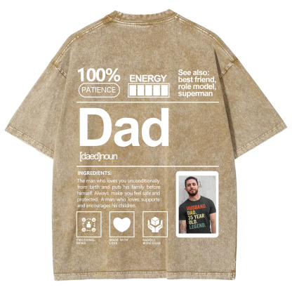 Addcustom Photo Dad Washed T-Shirt
