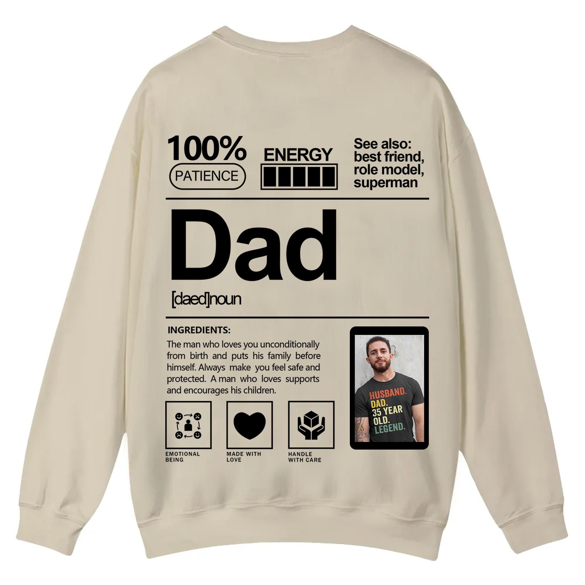 Addcustom  Photo Dad Casual Crewneck Sweatshirt