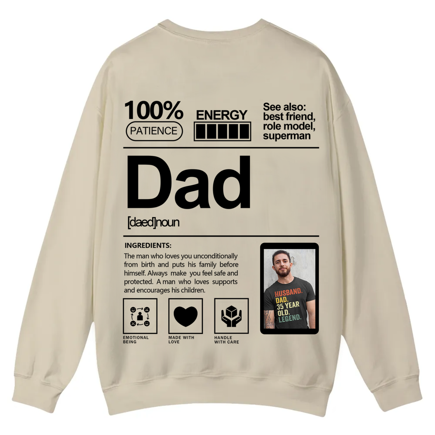 Addcustom  Photo Dad Casual Crewneck Sweatshirt