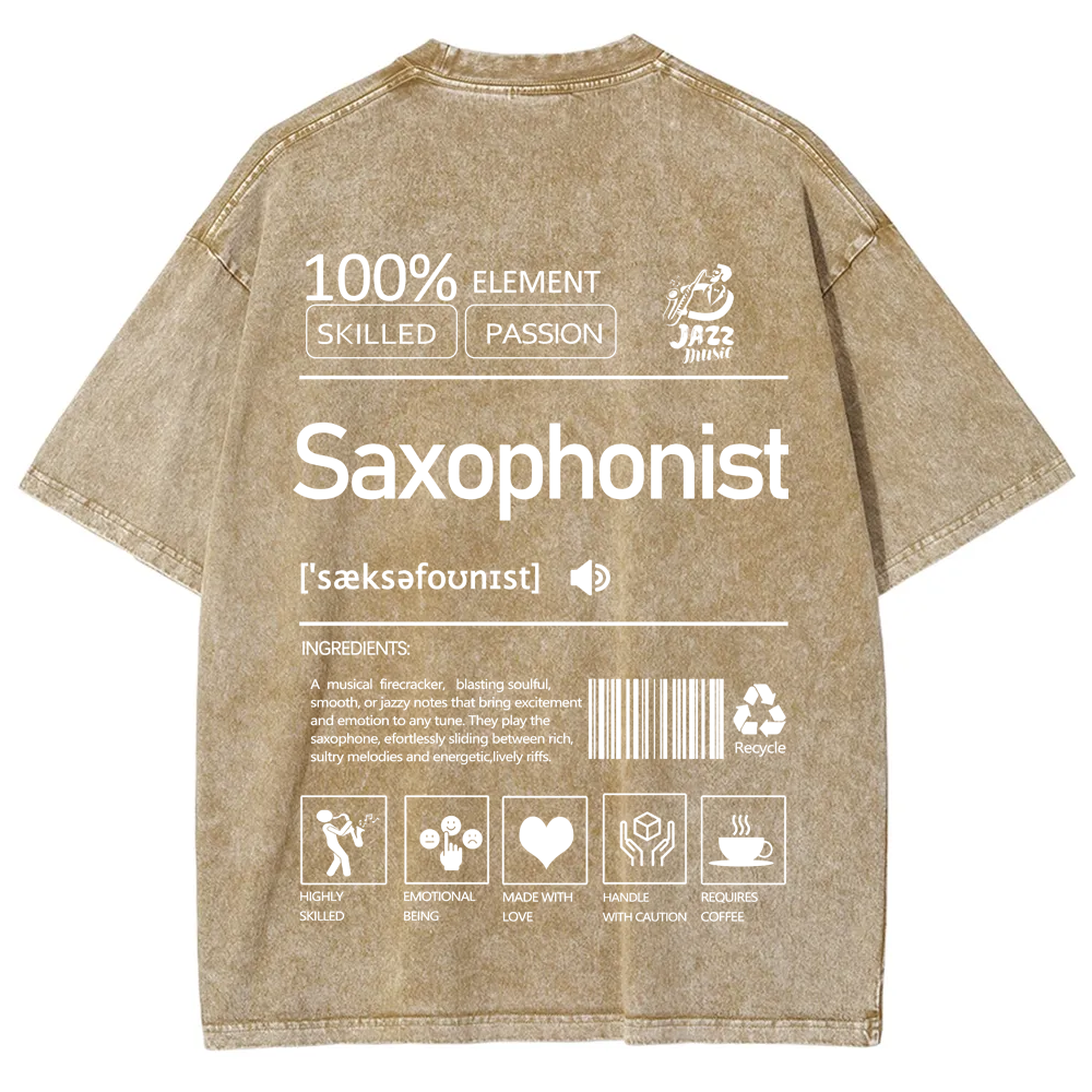 Saxophonist Unisex Fit Washed T-Shirt  wearishow